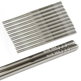 Double-walled chopsticks 23cm, 10-piece set, for restaurants, commercial use, home use, for adults, lightweight stainless steel chopsticks / 이중 젓가락 23cm 10벌 세트 식당 업소용 가정용 어른 가벼운 스텐젓가락