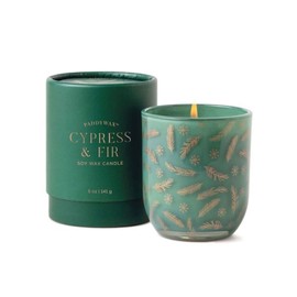 Paddywax Holiday Candles Cypress & Fir Collection Gift Boxed Artisan Scented Candle in Opaque Glass, 5-Ounce, Green