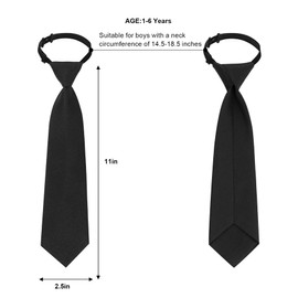 Sucrain 1pcs Boy's Necktie Pre-tied Adjustable Neck Strap Tie for Wedding Graduation School Uniforms (Black)