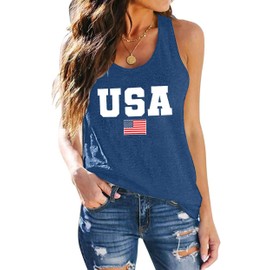 PECHAR USA Flag Tank Tops Women American Flag Stripe Graphic Tees Patriotic Racerback Tanks Summer Vest Tees