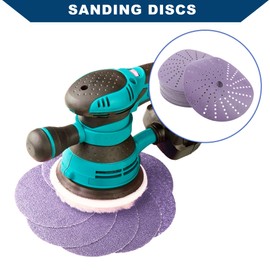 Hihaha Sanding Discs/Round Hook and Loop Sandpaper Metal|Wood|Automotive Repair/Durability & Flexibility Polyester Film 6inch 600Grit/ 50 Pcs Purple
