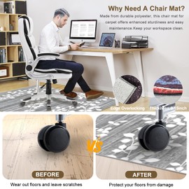 Office Chair Mat for Hardwood Floor, Rug Protector for Rolling Chair, Non-Slip Backing, 36"x48", Computer Chair Mat, Low-Pile Floor Mat for Home/Office,Gray-2