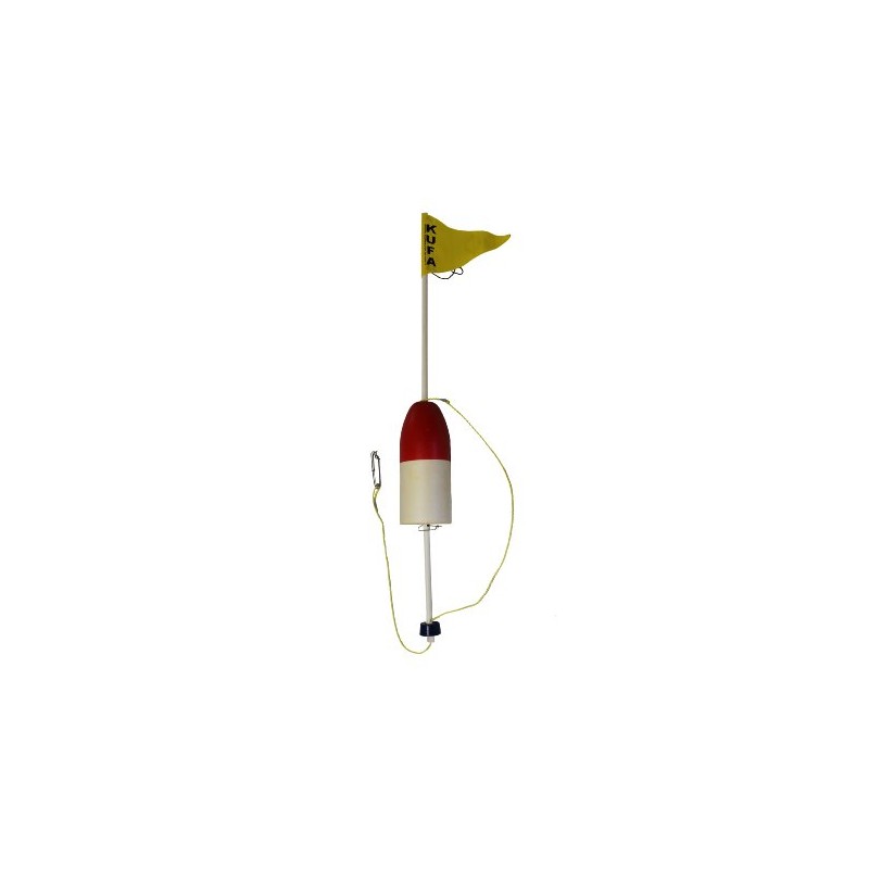 KUFA Sports Crab Trap Float with PVC Flag Pole, Red/White,