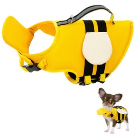 Little Bean Dog Life Jackets Vest Adjustable Swimming Safety with Superior Buoyancy and Rescue Handle for Small Medium Big Dog Boating (yellow bee, XS)
