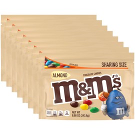 M&M’S Almond Milk Chocolate Candy, Sharing Size, 8.6 Ounce, Chocolate Candy Bulk Pack of 8