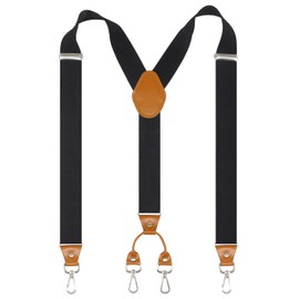 Doloise Men's Suspender Wide Adjustable and Elastic Braces Y Shape with Very Strong Hooks-Heavy Duty(Black)