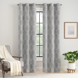 Eclipse Neva Magnitech 100% Blackout Curtain, Grommet Window Curtain Panel, Seamless Magnetic Closure for Bedroom, Living Room or Nursery, 84 in Long x 37 in Wide, (2 Panels), Silver