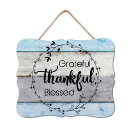 BRUYU5SE Grateful Thankful Blessed Wood Signs Wood Plaque Sign Rustic Family Quote Wood Home Wall Decoration For Bedroom Living Room Office Outdoor Home 8x10in