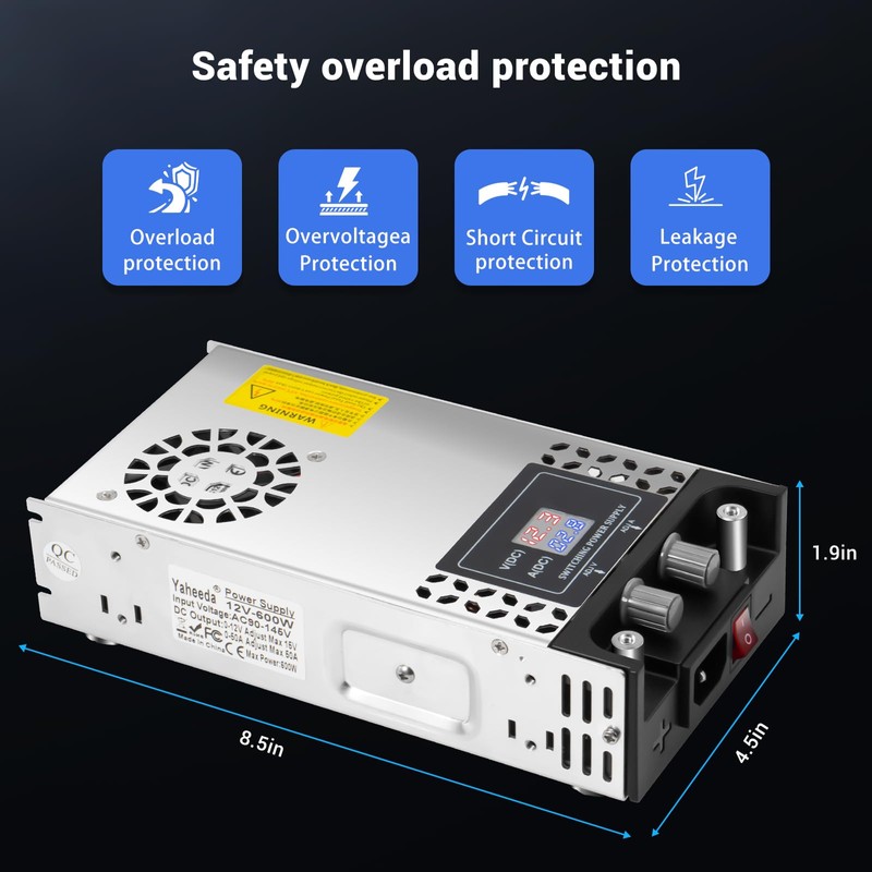 Yaheeda Adjustable Power Supply with LED Display - AC110V/220V to