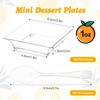 KAHEIGN 100Pcs Plastic Appetizer Plates with Spoons, 6CM Square Dessert