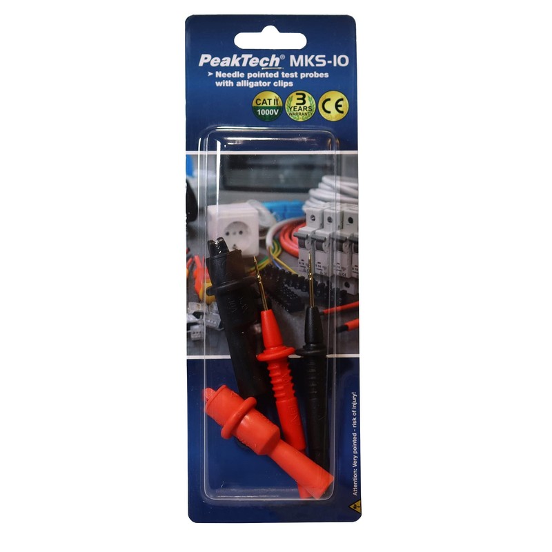 PeakTech MKS-10 Measuring Tips with Alligator Clips, Fine Test Probes