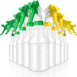 Gandeer 10 Pack Spray Bottles 16 oz Empty Water Spray Bottles for Cleaning Heavy Duty Refillable Squirt ‌container with Measurements Adjustable Nozzle for Household(Yellow,Green,Stylish Style)
