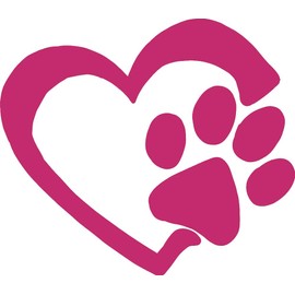 Heart & Paw Print Vinyl Decal - 5 Inches - for Cars, Trucks, Windows, Laptops, Tablets, Outdoor-Grade 2.5mil Thick Vinyl - Pink