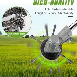 2 Pack 6 Heads Grass Petrol Strimmer Head Steel Wire Grass Trimmer Head, Strimmer Wire Brush Head with Knotted Wire Brush Cutter Attachment Replacement Tool (6 inch)