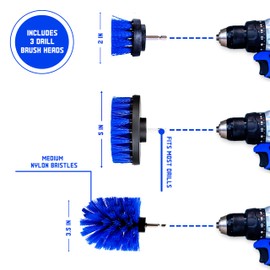 Diamond Shine 3-Pack Multipurpose Drill Brush Attachment - Turns Drill Into Electric Scrubber – Multisurface, Tile, Grout, Floors, Bathtub, Shower Stall