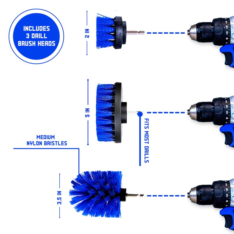Diamond Shine 3-Pack Multipurpose Drill Brush Attachment - Turns Drill