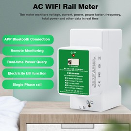 DewinLVD WiFi Smart Meter, 220 V 100 A Single-Phase 6 in 1 AC WiFi Rail Meter Smart kWh Energy Meter Power Meter Voltmeter Tuya App