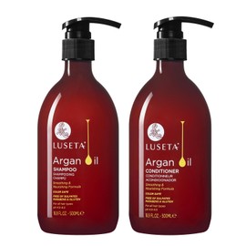 L LUSETA Luseta Argan Oil Shampoo and Conditioner Set Thickening for Thin & Dry Hair Smoothing & Nourishing Anti- Frizz for All Hair Types Sulfate Free for Men and Women 2 x16.9Fl Oz
