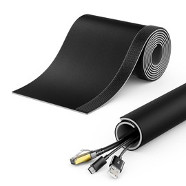 deleyCON 3.0 m Cable Tube with Velcro Fastening, 35 mm Diameter, Cable Management, Cable Duct, Cable Protection, Soft Microfibre Nylon Fabric, Cable Sheath, Home, Office, Black