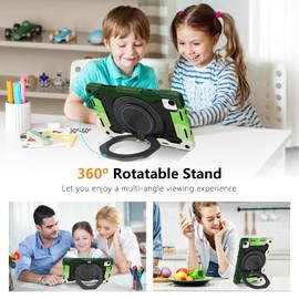 ROISKIN For Honor Pad X9a Case 11.5 inch 2025: Heavy Duty Shockproof Case with Screen Protector & Rotating Stand & Shoulder Strap & Pencil Holder for Honor X9a Tablet,Black-Green