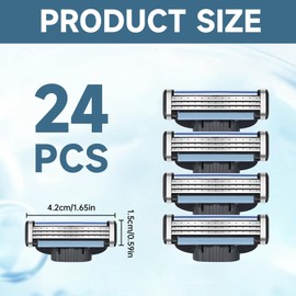 Razor Blade Refills for Men - 24PCS Compatible with Mach3 Razors, Dual Lubrication Blades for Extra Close & Comfortable Shave