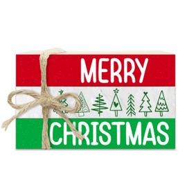 Christmas Decorative Book Stack for Farmhouse, Christmas Tree Tiered Tray Decor, Winter Stacked Books Set, Merry Christmas Wooden Book Decor for Home Office Bedroom Table Shelf -45