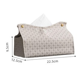 Leadigol Tissue Box Cover, Napkin Box Desktop Storage Case PU Leather Rectangular Tissue Box Holder for Bathroom Living Room Bedroom Car Office(Light Grey)