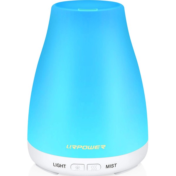 URPOWER 2nd Version Essential Oil Diffuser Aroma Essential Oil Cool Mist Humidifier with Adjustable Mist Mode, Waterless Auto Shut-Off and 7 Color LED Lights Changing for Home Office Baby