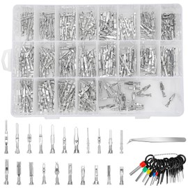 Linkstyle 420PCS Connector Pins Terminal Kit, 21 Types Automotive Car Electrical Wire Terminal 1/1.5/1.8/2.2/2.8/3.5mm Non-insulated Plug Male Female Crimp Seals Wire Connectors w/18pin Extractor Tool