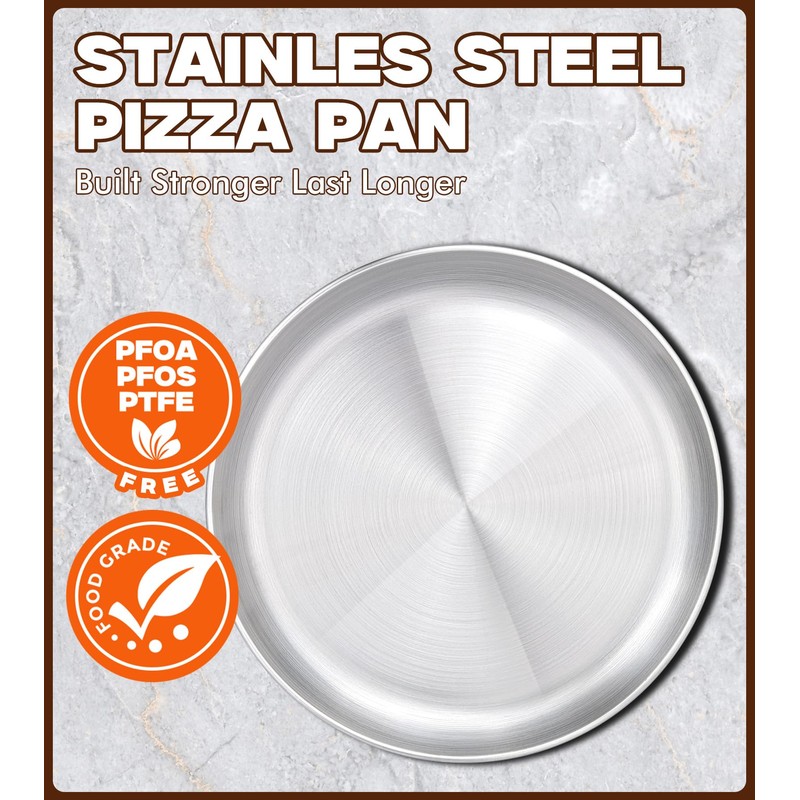Yuiicaov Stainless Steel Pizza Pan 12 inch, Pizza Pan for
