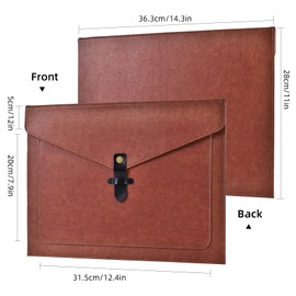 QiXin Pink PU Leather File Folder, Snap Closure File Organizer, Important Document Folder with Pockets, Document Organizer, Laptop Sleeve Notebook Case, A4 Envelopes Filing Folder