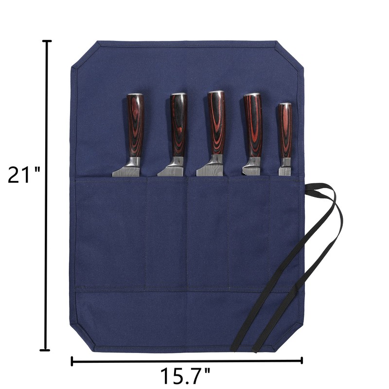 Chef's Knife Bag With 5 Slots, Wax Canvas Knife roll