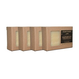 SUPERFAT Natural Handmade Soap in Leather, 6 oz Bath Bar x 4 with Fair Trade Oils