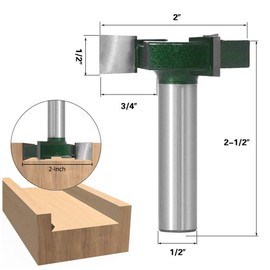 Gasea 1/2-Inch Shank CNC Spoilboard Surfacing Router Bits, 2" Cutting Diameter 3 Flutes Slab Flattening Bit Planing Woodworking Milling Cutter Tool