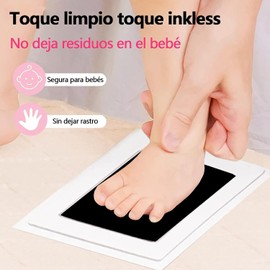 KIWOP 2 piezas Kit de Huellas de Manos y Huellas sin Tinta, Hojas Almohadilla de Tinta para Manos y Huellas de Bebé, Recuerdo del Recién Nacido, Graba con Cuidado Cada Momento de Vida de tu Bebé (Rosa)
