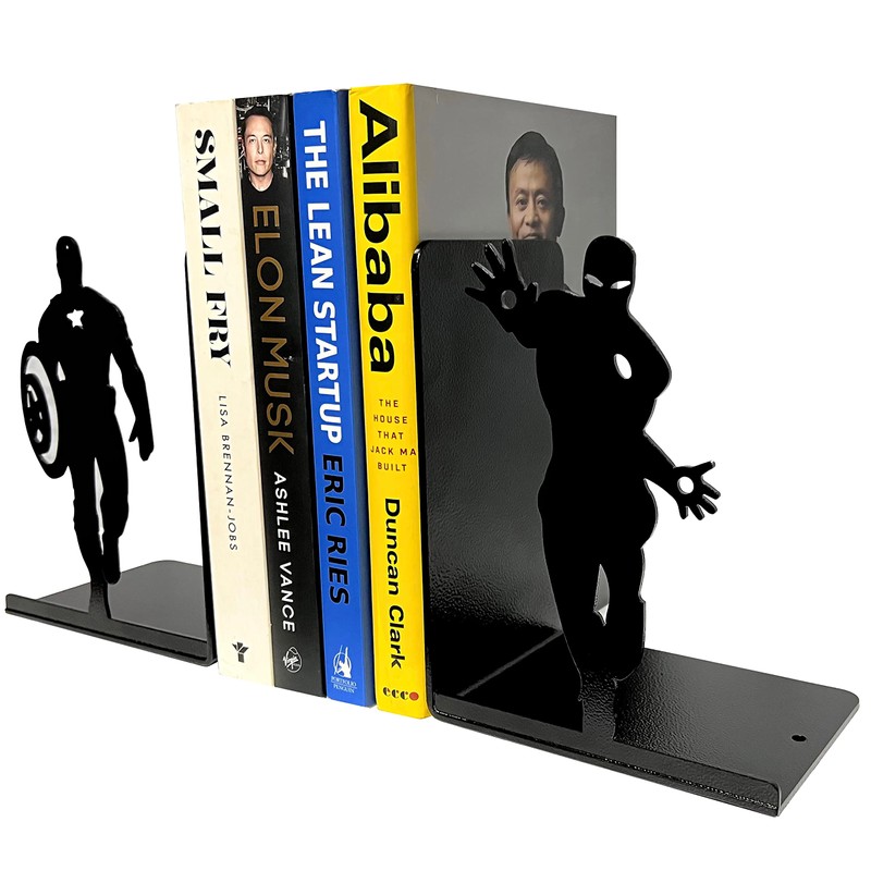 HeavenlyKraft Superhero Bookends | Decorative Bookends for Shelves | Non-Skid