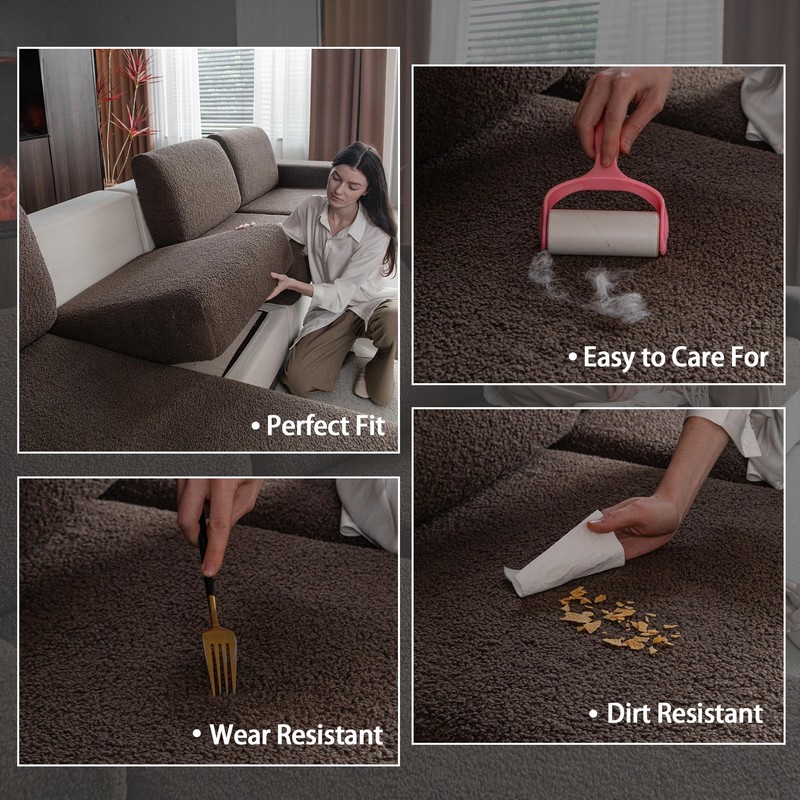 OHSIO Couch Cushion Covers for Sectional Sofa, Stretch Soft Sofa