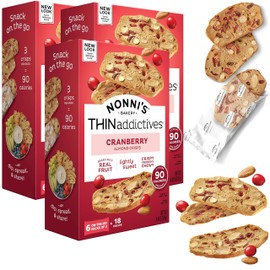 Nonni's THINaddictives Almond Thin Cookies - 3 Boxes Cranberry Almond Biscotti Cookie Thins - Almond Cookie - Sweet Crunchy & Chewy - Biscotti Individually Wrapped Cookie - Kosher Coffee Cookie 4.4 Oz