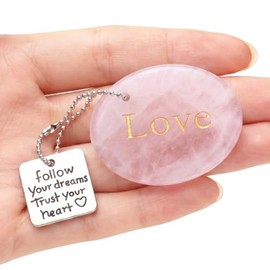 XIANNVXI Engraved Rose Quartz Worry Stone,Pocket Hug Healing Crystal