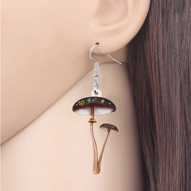 WEVENI Acrylic Cute Mushroom Earrings Drop Dangle Fashion Jewelry for Women Girls Party Gifts (Black)