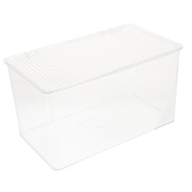 KOMBIUDA Clear Desktop Storage Box with Lid Transparent Multi-purpose Organizer for Home Office Safe Pet Material Chic Design for Object Storage