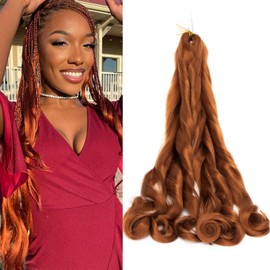 8 Packs French Curly Braiding Hair 24 Inch Loose Wave Spiral Curly Crochet Hair for Black Women Pre Stretched Braiding Hair with Curly Ends (24 Inch, #30)