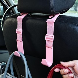 Car Purse Hook - Purse Hooks for Car Headrest | Adjustable Bag Hanger Holder, Backseat Organizer Vehicle Accessories for Handbag Clothes Coats Hats
