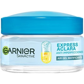 Garnier Express Aclara Anti Imperfecciones Gel Matificante con Ácido Salicílico, Vitamina C y Niacinamida para Piel Mixta a Grasa, Hidratante Facial, Controla el Brillo y Reduce Manchas, 50 ml