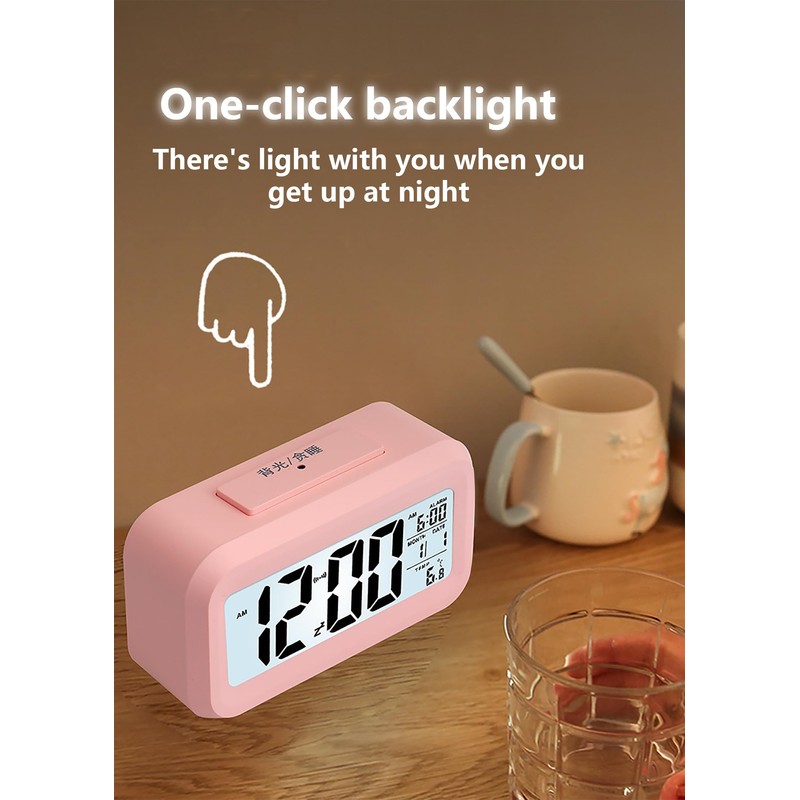 WANGCL 12/24 Stunden Digitaler Wecker Nachttischuhr mit Hintergrundbeleuchtung LCD-Display Datumskalender