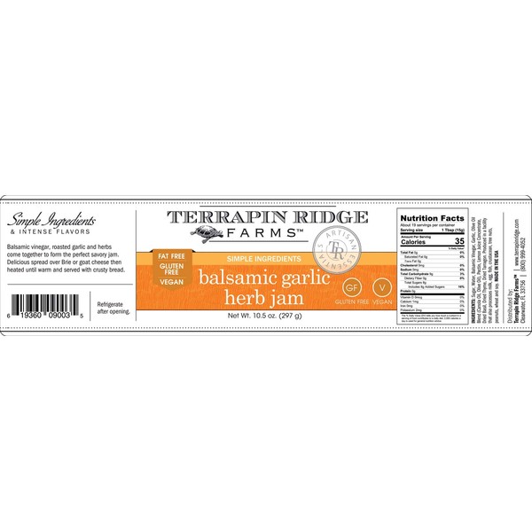 Terrapin Ridge Farms Balsamic, Garlic, and Herb Gourmet Jam – One 10.5 Ounce Jar
