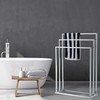 MyGift Silver Chrome Plated Metal Free Standing Towel Rack Stand