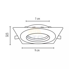 Volteck EMP-106L LED luminaire 5 W recessed square white spot directable