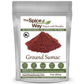 The Spice Way - Pure Ground Sumac Spice, No Salt, no GMO, no Irradiation, Sumac Seasoning Powder (resealable bag) (Sumak) - Size: 8 Oz