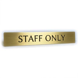 Black Box Buzz Brass Door and Room Plate, STAFF ONLY, 4.7 x 0.8 inches (12 x 2 cm), Made in Japan